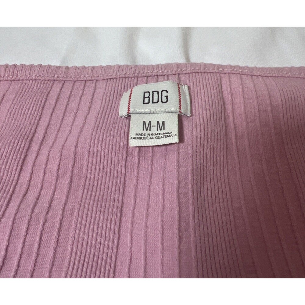 BDG Urban Outfitters Olivia‎ Picot Square Neck Baby Pink Short Sleeve Top Medium - Picture 2 of 6